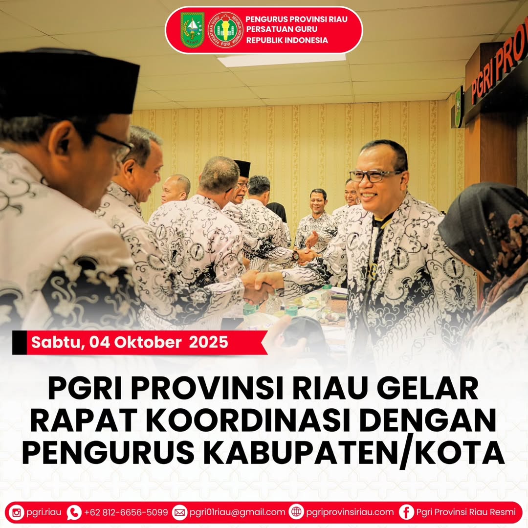 -- Sabtu, 04 Oktober 2025PGRI PROVINSI RIAU GELAR RAPAT KOORDINASI DENGAN PENGURUS KABUPATEN-KO