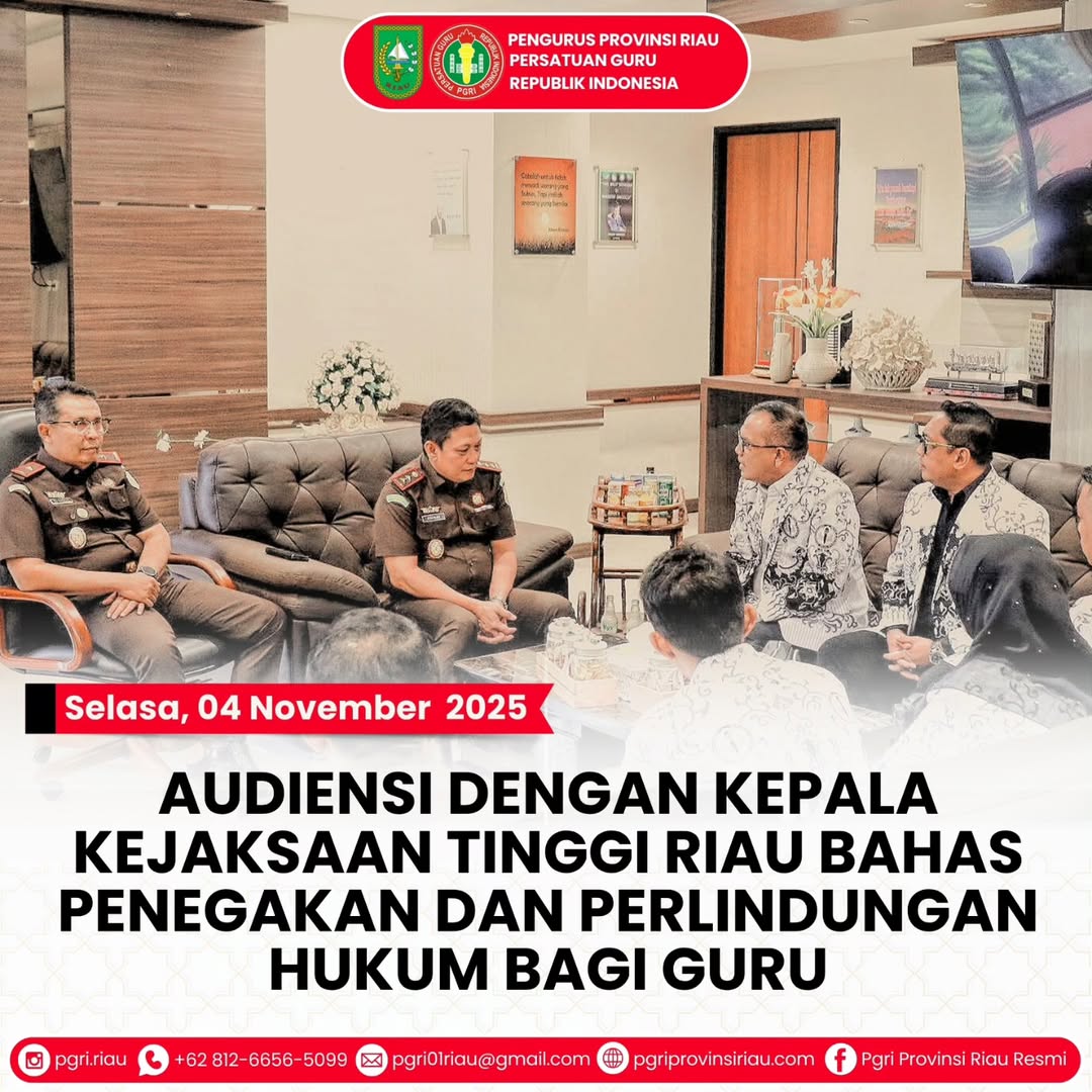 -- Selasa, 04 November 2025AUDIENSI DENGAN KEPALA KEJAKSAAN TINGGI RIAU BAHAS PENEGAKAN DAN PER