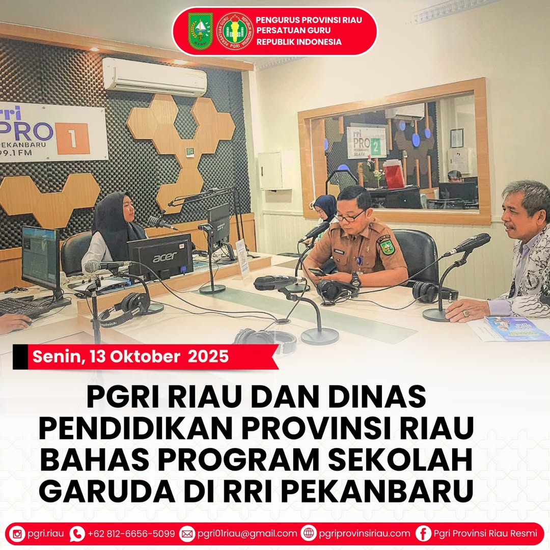 -- Senin, 13 Oktober 2025PGRI RIAU DAN DINAS PENDIDIKAN PROVINSI RIAU BAHAS PROGRAM SEKOLAH GAR